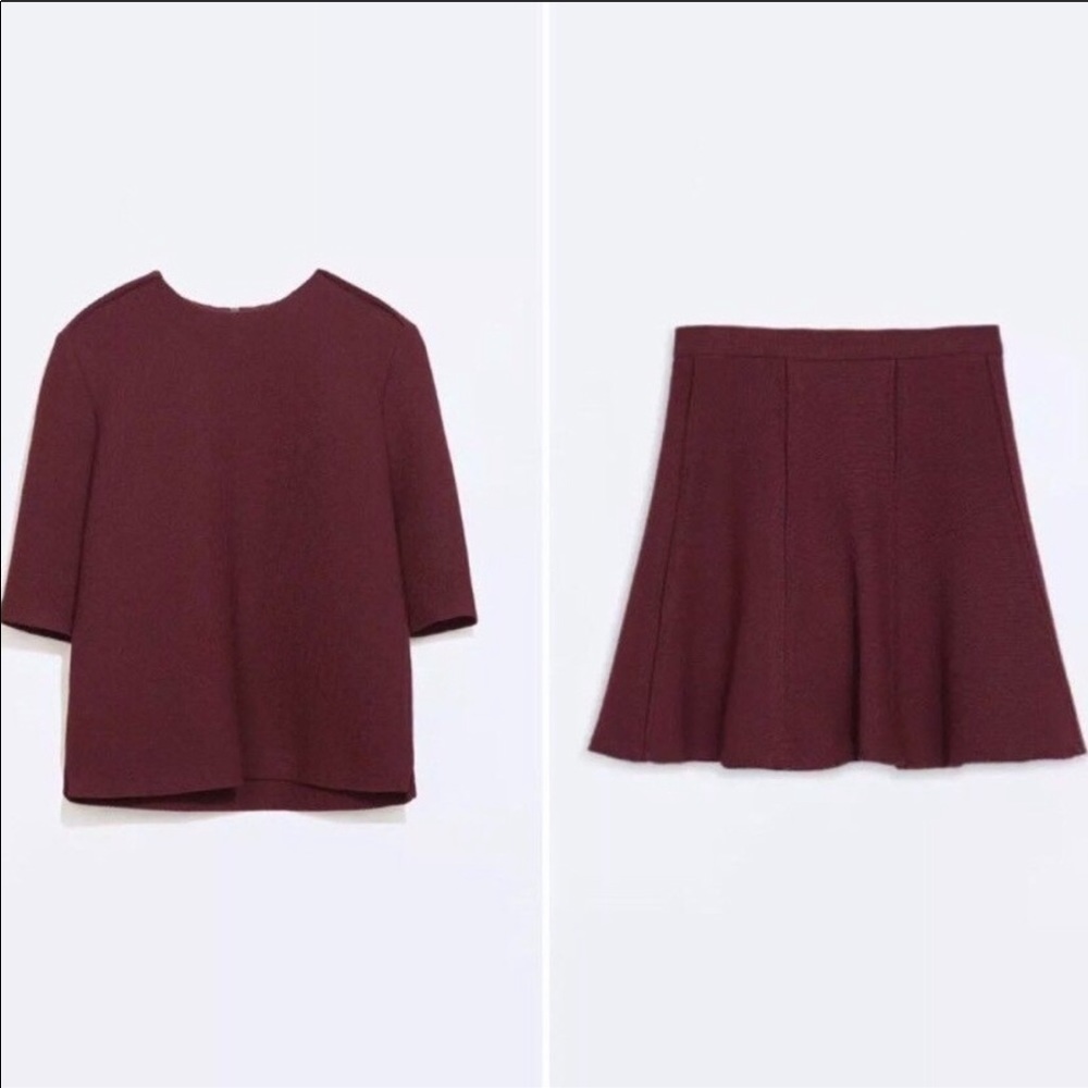 Zara burgundy skirt set